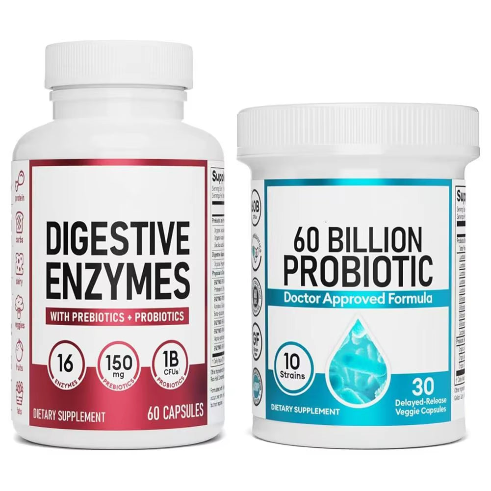 1 Set Digestive Enzymes & 60 Billion Probiotic Capsules Intestinal Balance , Improve Constipation , Eliminate Flatulence