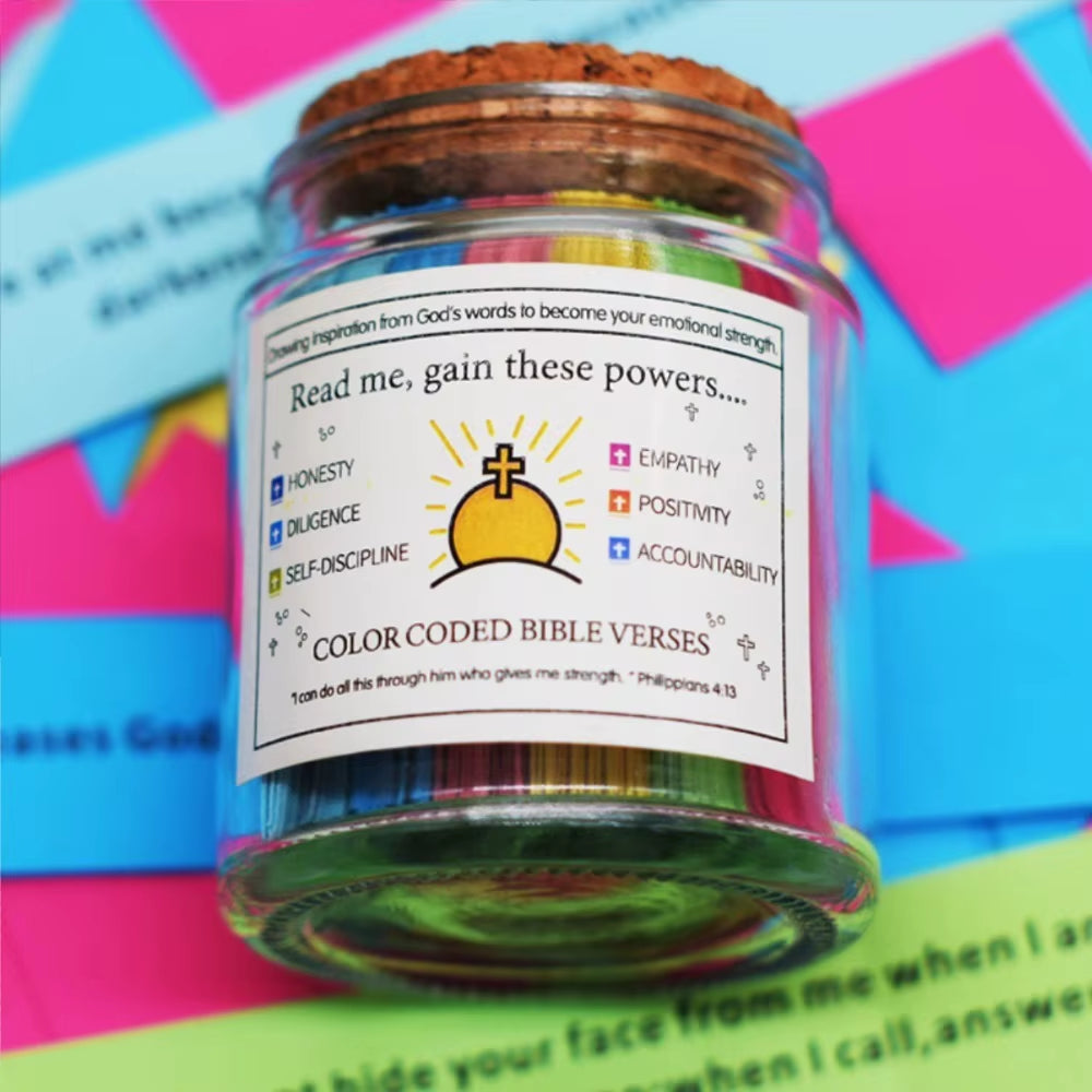 Colorful Bible Verses Jar Color Coded Emotions and Feelings Scripture Jar Christmas Gifts Handmade Blessings Jar