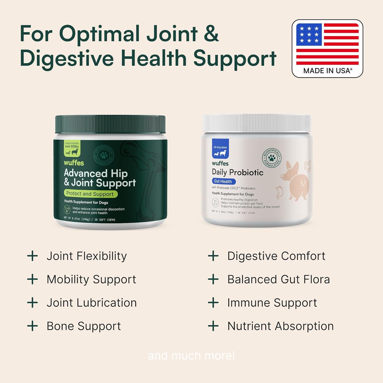 Hip & Joint Supplement and Daily Probiotic Bundle for Large Dogs