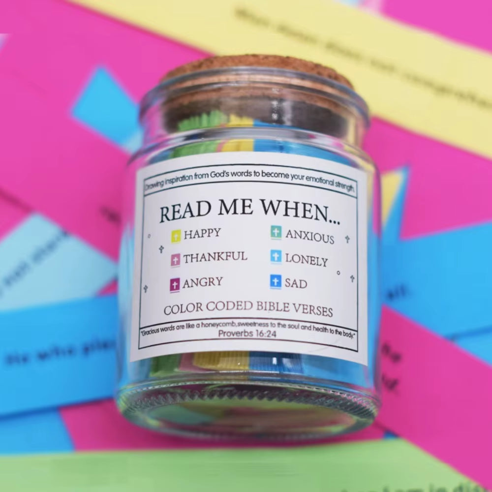 Colorful Bible Verses Jar Color Coded Emotions and Feelings Scripture Jar Christmas Gifts Handmade Blessings Jar