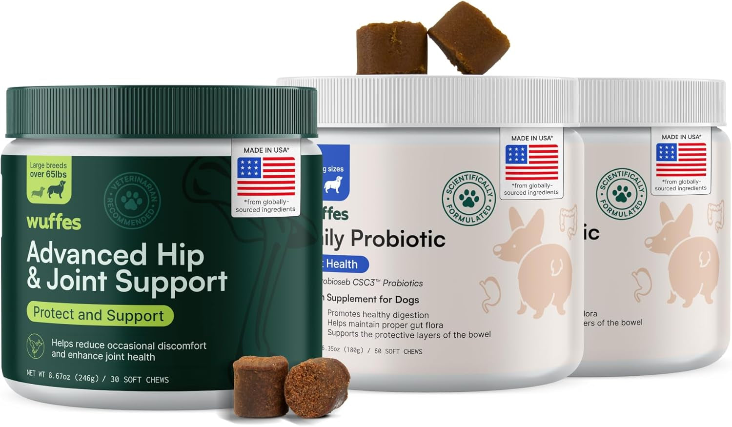 Hip & Joint Supplement and Daily Probiotic Bundle for Large Dogs