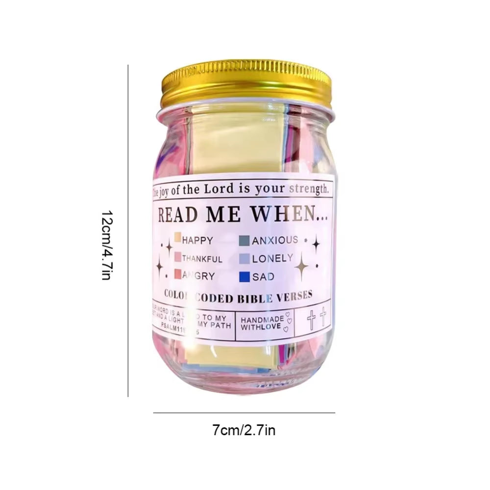 Colorful Bible Verses Jar Color Coded Emotions and Feelings Scripture Jar Christmas Gifts Handmade Blessings Jar