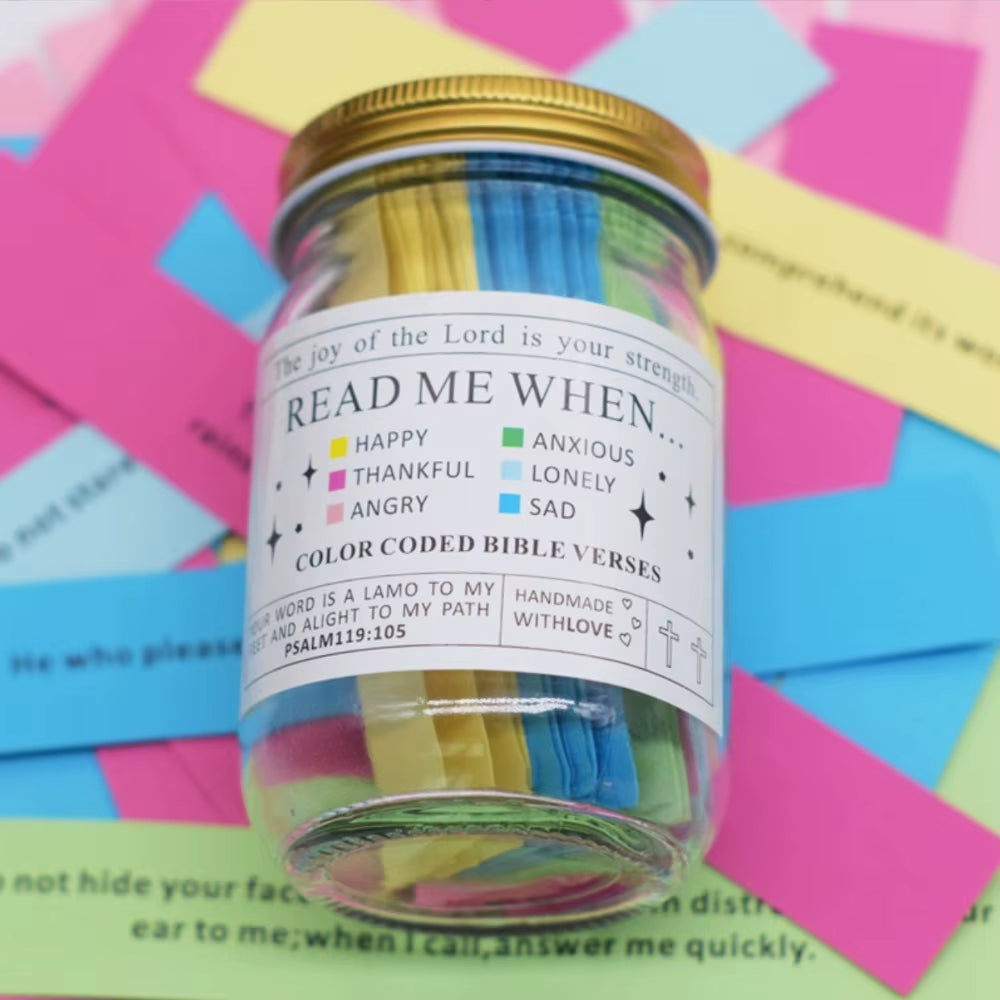 Colorful Bible Verses Jar Color Coded Emotions and Feelings Scripture Jar Christmas Gifts Handmade Blessings Jar