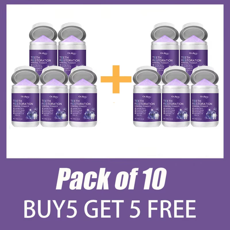 Teeth Restoration Mineral Powder Tooth Whiter Remove Stain Oral Clean Fresh Breath Improve Smell Purple Bleaching Toothpaste