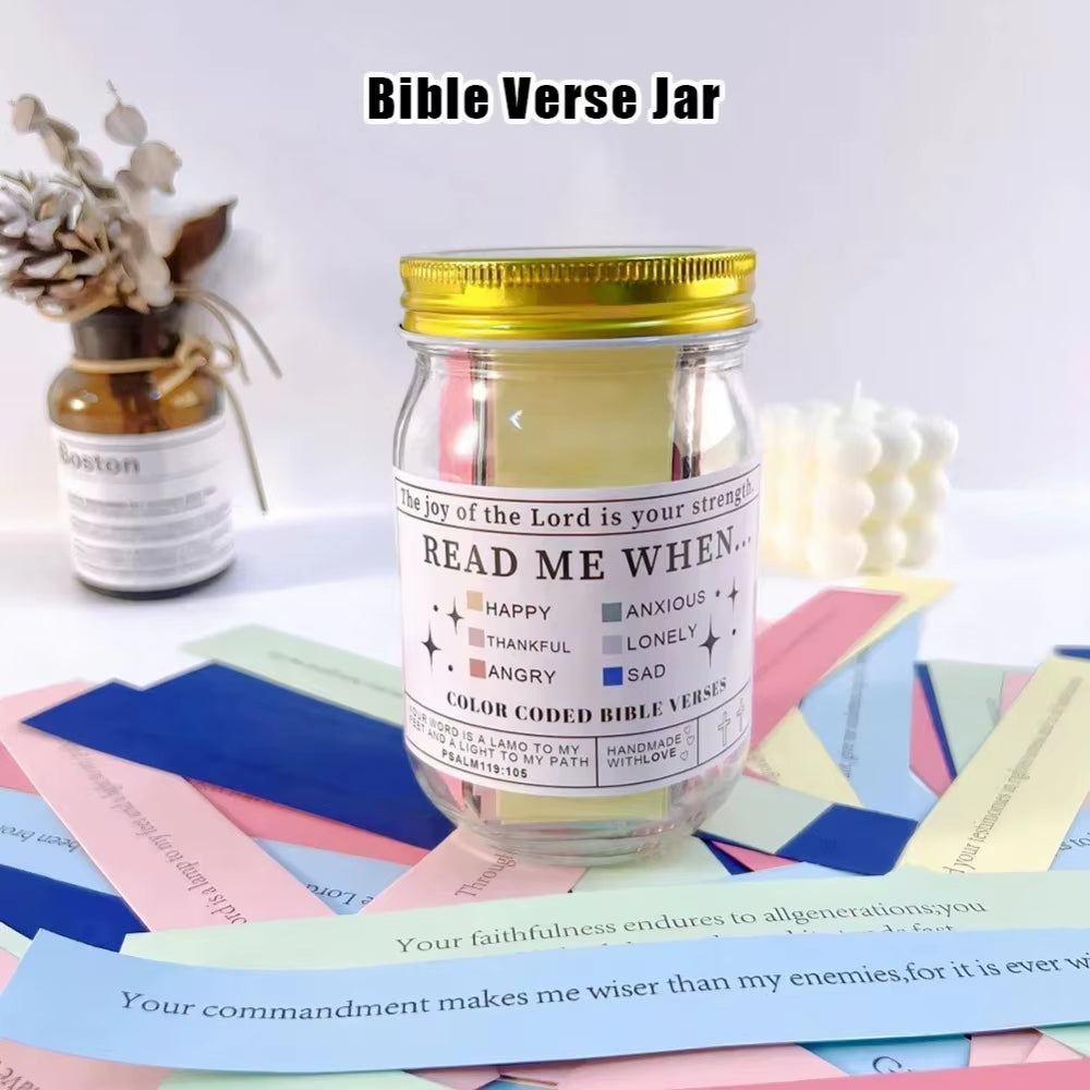 Colorful Bible Verses Jar Color Coded Emotions and Feelings Scripture Jar Christmas Gifts Handmade Blessings Jar