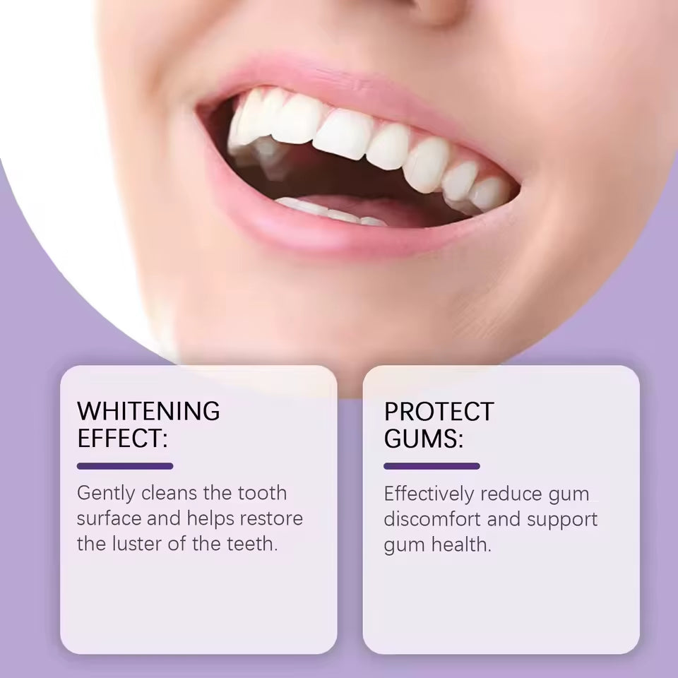 Teeth Restoration Mineral Powder Tooth Whiter Remove Stain Oral Clean Fresh Breath Improve Smell Purple Bleaching Toothpaste
